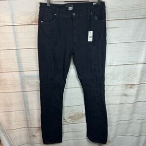 Bleecker & Mercer Navy Blue Distressed Slim Skinny Fit Jeans Size 36x32